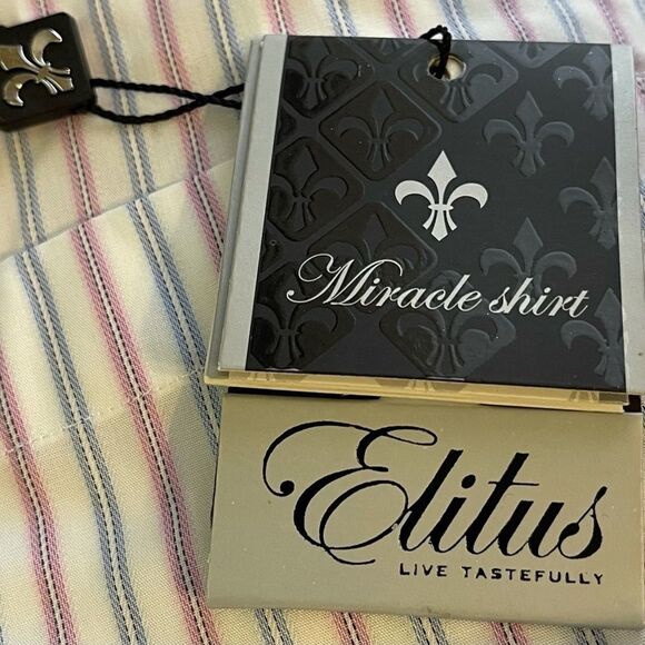 15.75" (Medium) Elitus Pink-Blue-White LS Dress Shirt (NWT)‎ - Picture 2 of 7